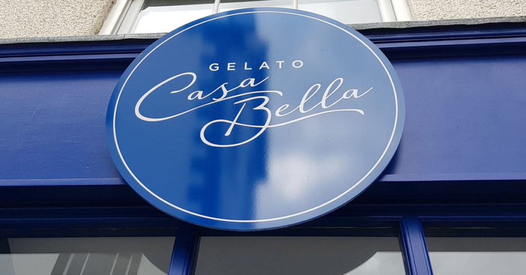 Storefront Sign of Gelato Casa Bella in Keswick